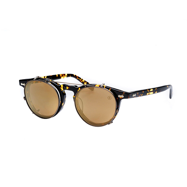 Light weight clip-on polarizing sunglass (Antique gold trim with gold mirror lens)